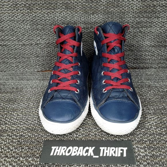 CONVERSE All Star Chuck Taylor Side Zip Navy Blue Quilted Womens Size 7.5 Youth - Picture 3 of 7